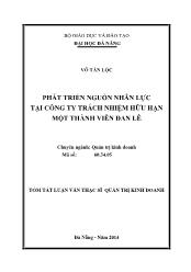 Tóm tắt Luận văn Phát triển nguồn nhân lực tại Công ty trách nhiệm hữu hạn một thành viên Đan Lê