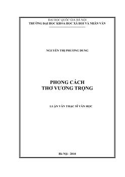 Tóm tắt Luận văn Phong cách thơ Vương Trọng