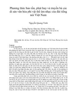 Tóm tắt Luận văn Phương thức bảo tồn, phát huy và truyền bá các di sản văn hóa phi vật thể âm nhạc của đài tiếng nói Việt Nam