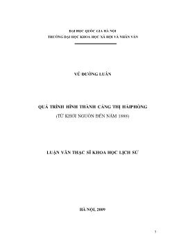 Tóm tắt Luận văn Quá trình hình thành cảng thị Hải Phòng (từ khởi nguồn đến năm 1888)