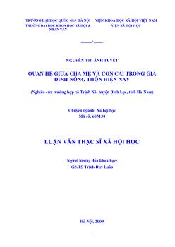 Tóm tắt Luận văn Quan hệ giữa cha mẹ và con cái trong gia đình nông thôn hiện nay