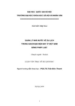 Tóm tắt Luận văn Quản lý nhà nước về du lịch trong giai đoạn hiện nay ở Việt Nam bằng pháp luật