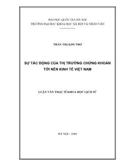 Tóm tắt Luận văn Sự tác động của thị trường chứng khoán tới nền kinh tế Việt Nam