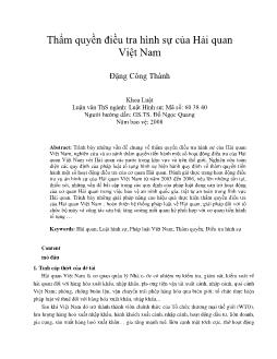 Tóm tắt Luận văn Thẩm quyền điều tra hình sự của Hải quan Việt Nam