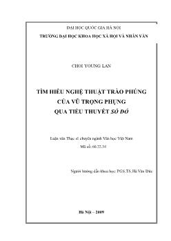 Tóm tắt Luận văn Tìm hiểu nghệ thuật trào phúng của Vũ Trọng Phụng qua tiểu thuyết Số đỏ