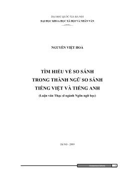 Tóm tắt Luận văn Tìm hiểu vế so sánh trong thành ngữ so sánh tiếng Việt và tiếng Anh