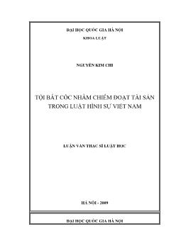 Tóm tắt Luận văn Tội bắt cóc nhằm chiếm đoạt tài sản trong luật hình sự Việt Nam