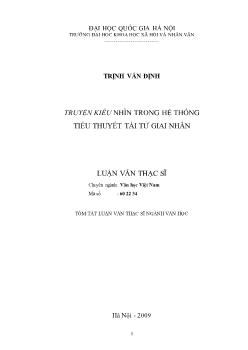 Tóm tắt Luận văn Truyện Kiều nhìn trong hệ thống tiểu thuyết tài tử giai nhân