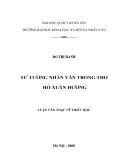 Tóm tắt Luận văn Tư tưởng nhân văn trong thơ Hồ Xuân Hương