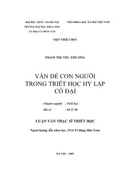 Tóm tắt Luận văn Vấn đề con người trong triết học Hy Lạp cổ đại