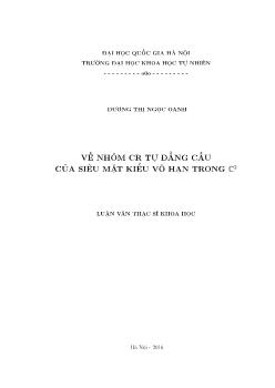 Tóm tắt Luận văn Về nhóm CR tự đẳng cấu của siêu mặt kiểu vô hạn trong C2