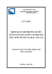 Kiểm soát chi thường xuyên ngân sách nhà nước tại kho bạc nhà nước huyện Ia Grai - Gia Lai Lê Văn Hiện