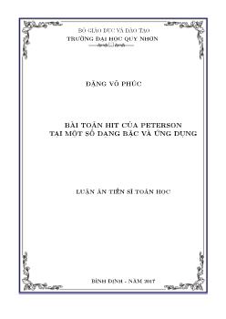 Luận án Bài toán HIT của Peterson tại một số dạng bậc và ứng dụng - Đặng Võ Phúc