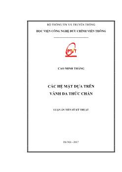 Luận án Các hệ mật dựa trên vành đa thức chẵn - Cao Minh Thắng