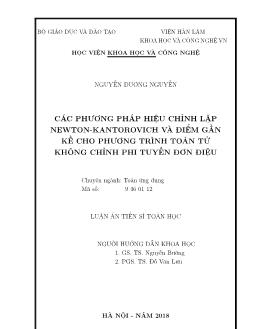 Luận án Các phương pháp hiệu chỉnh lặp Newton-Kantorovich và điểm gần kề cho phương trình toán tử không chỉnh phi tuyến đơn điệu - Nguyễn Dương Nguyễn