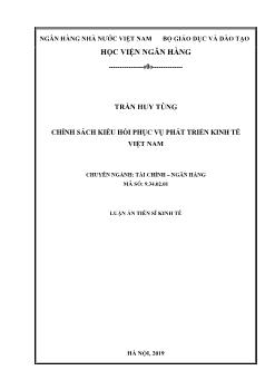 Luận án Chính sách kiều hối phục vụ phát triển kinh tế Việt Nam - Trần Huy Tùng