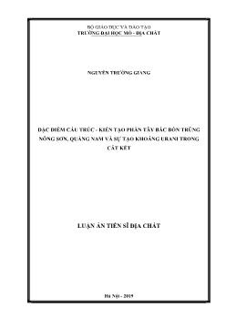 Luận án Đặc điểm cấu trúc - Kiến tạo phần Tây Bắc bồn trũng Nông Sơn, Quảng Nam và sự tạo khoáng Urani trong cát kết - Nguyễn Trường Giang