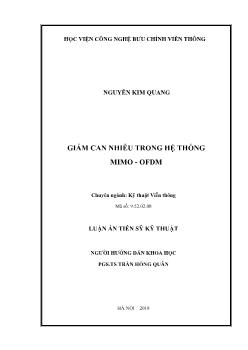 Luận án Giảm can nhiễu trong hệ thống MIMO - OFDM - Nguyễn Kim Quang