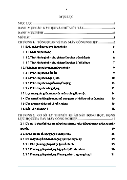 Luận án Khảo sát động học, động lực học của tay máy công nghiệp