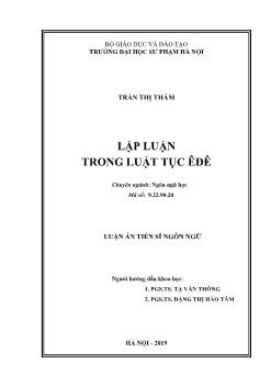 Luận án Lập luận trong luật tục Ê Đê - Trần Thị Thắm