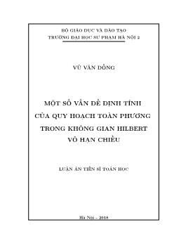 Luận án Một số vấn đề định tính của quy định toàn phương trong không gian Hilbert vô hạn chiều - Vũ Văn Đồng