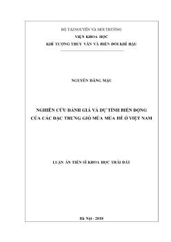 Luận án Nghiên cứu đánh giá và dự tính biến động của các đặc trưng gió mùa mùa hè ở Việt Nam - Nguyễn Đăng Mậu