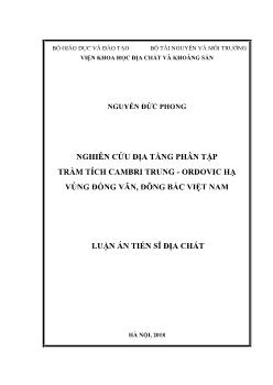 Luận án Nghiên cứu địa tầng phân tập trầm tích Cambri trung - Ordovic hạ vùng Đồng Văn, Đông Bắc Việt Nam - Nguyễn Đức Phong