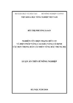 Luận án Nghiên cứu hiện trạng hữu cơ và biện pháp nâng cao khả năng cố định các bon trong đất cát biển vùng Bắc Trung Bộ - Bùi Thị Phương Loan