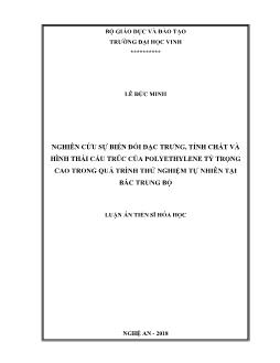 Luận án Nghiên cứu sự biến đổi đặc trưng, tính chất và hình thái cấu trúc của Polyethylene tỷ trọng cao trong quá trình thử nghiệm tự nhiên tại Bắc Trung Bộ - Lê Đức Minh