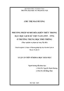 Luận án Phương pháp sơ đồ hóa kiến thức trong dạy học lịch sử Việt Nam (1919 – 1975) ở trường Trung học Phổ thông - Chu Thị Mai Hương