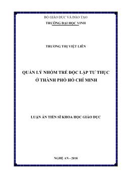 Luận án Quản lý nhóm trẻ độc lập tư thục ở thành phố Hồ Chí Minh - Trương Thị Việt Liên