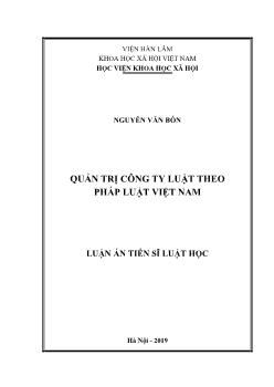 Luận án Quản trị công ty Luật theo - Nguyễn Văn Bốn