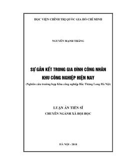 Luận án Sự gắn kết trong gia đình công nhân khu công nghiệp hiện nay (Nghiên cứu trường hợp Khu công nghiệp Bắc Thăng Long Hà Nội) - Nguyễn Mạnh Thắng