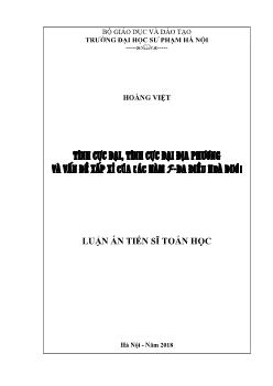 Luận án Tính cực đại, tính cực đại địa phương và vấn đề xấp xit của các hàm f - Đa điều hòa dưới - Hoàng Việt