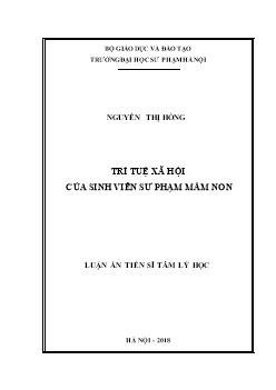 Luận án Trí tuệ xã hội của sinh viên Sư phạm mầm non - Nguyễn Thị Hồng