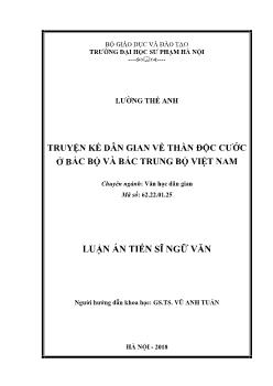 Luận án Truyện kể dân gian về thần độc cước ở Bắc Bộ và Bắc Trung Bộ Việt Nam - Lường Thế Anh