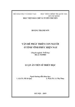 Luận án Vấn đề phát triển con người ở tỉnh Vĩnh Phúc hiện nay - Hoàng Thanh Sơn