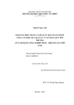 Luận văn Đánh giá hiện trạng và đề xuất một số giải pháp nâng cao hiệu quả quản lý và sử dụng quỹ môi trường của tập đoàn công nghiệp than – khoáng sản Việt Nam - Nguyễn Ngọc Anh