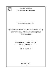 Luận văn Quản lý Nhà nước về ứng dụng công nghệ cao trong sản xuất nông nghiệp tại tỉnh Kon Tum - Lương Hồng Nguyên