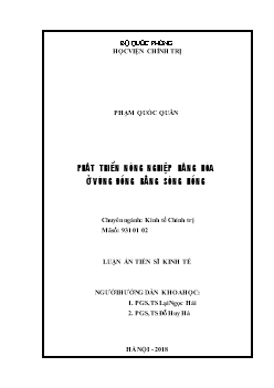 Luận án Phát triển nông nghiệp hàng hóa ở vùng đồng bằng sông Hồng - Phạm Quốc Quân