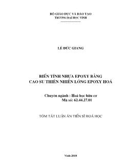 Tóm tắt Luận án Biến tính nhựa Epoxy bằng cao su thiên nhiên lỏng Epoxy hoá - Lê Đức Giang