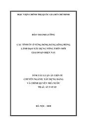 Tóm tắt Luận án Các tỉnh ủy ở vùng đồng bằng sông Hồng lãnh đạo xây dựng nông thôn mới giai đoạn hiện nay - Đào Thanh Lưỡng