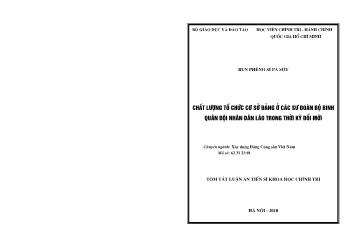 Tóm tắt Luận án Chất lượng tổ chức cơ sở đảng ở các sư đoàn bộ binh quân đội nhân dân Lào trong thời kỳ đổi mới - Bun Phêng Sỉ Pa Pợt