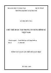 Tóm tắt Luận án Chủ thể buộc tội trong tố tụng hình sự Việt Nam - Lê Thị Thúy Nga