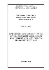 Tóm tắt Luận án Đánh giá khả năng cung cấp lân của đất lúa trong điều kiện bón giảm lân, tưới khô - Ngập luân phiên và luân canh với cây màu - Vũ Văn Long