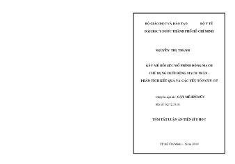Tóm tắt Luận án Gây mê hồi sức mổ phình động mạch chủ bụng dưới động mạch thận : phân tích kết quả và các yếu tố nguy cơ - Nguyễn Thị Thanh