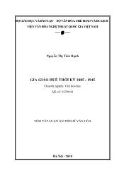 Tóm tắt Luận án Gia giáo Huế thời kỳ 1885 - 1945 - Nguyễn Thị Tâm Hạnh