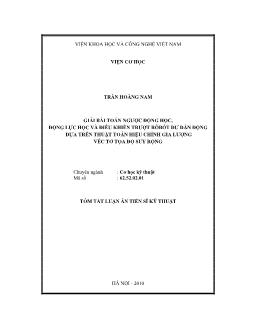 Tóm tắt Luận án Giải bài toán ngược động học, động lực học và điều khiển trượt Rôbốt dư dẫn động dựa trên thuật toán hiệu chỉnh gia lượng véctơ tọa độ suy rộng - Trần Hoàng Nam