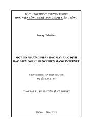 Tóm tắt Luận án Một số phương pháp học máy xác định đặc điểm người dùng trên mạng internet - Dương Trần Đức