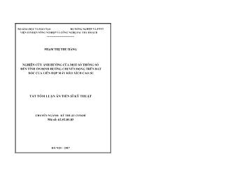 Tóm tắt Luận án Nghiên cứu ảnh hưởng của một số thông số đến tính ổn định hướng chuyển động trên đất dốc của liên hợp máy kéo xích cao su - Phan Thị Thu Hằng